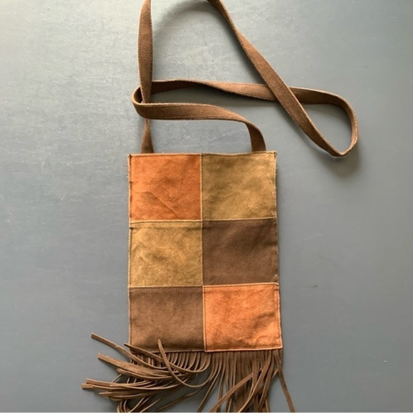 Vintage Tricolor Suede Shoulder Bag Magnetic Closure - Picture 2 of 9